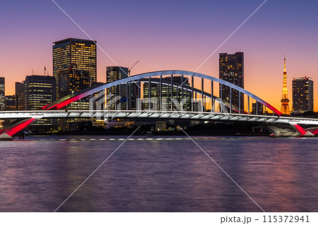 東京夜景　勝どき　築地大橋 115372941