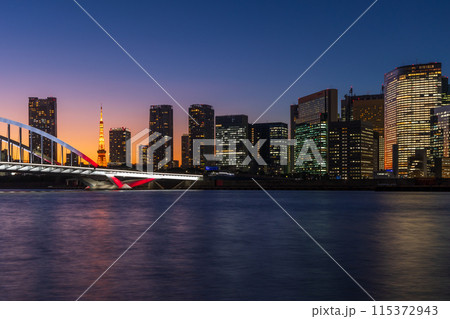 東京夜景　勝どき　汐留方面の夜景 115372943