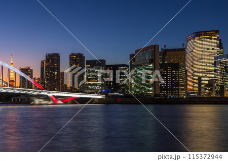 東京夜景　勝どき　汐留方面の夜景 115372944