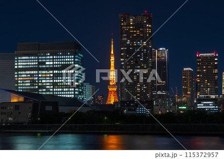 東京夜景　勝どき　東京タワー方面の夜景 115372957