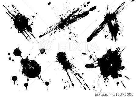 Ink Splatter Vector Set: Dynamic Black and White Patterns. 115373006