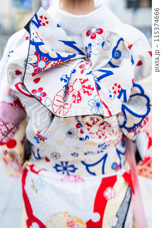 振袖を着た若い女性　後ろ姿 115374666