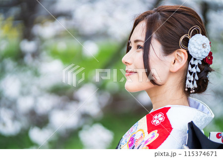 和装の若い女性の横顔 和装の若い女性の横顔 115374671