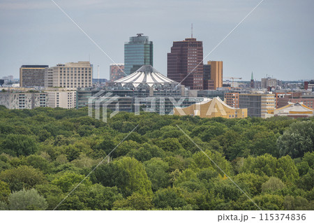 Berlin Germany, high angle view city skyline at Tier Garden and Potsdamer Platz business district Berlin Germany, high angle view city skyline at Tier Garden and Potsdamer Platz business district 115374836
