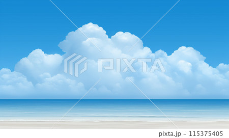 南国の海と浜と入道雲