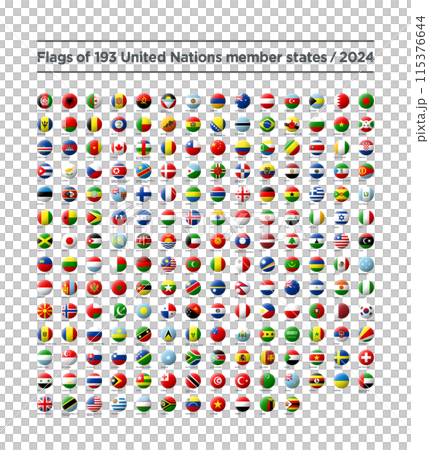 Set of spherical flag icons of 193 countries... - Stock Illustration ...