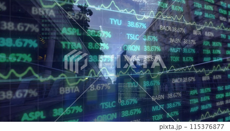 Image of data processing over cityscape 115376877