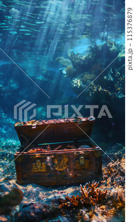 海底に沈む宝箱 AI画像 115376879