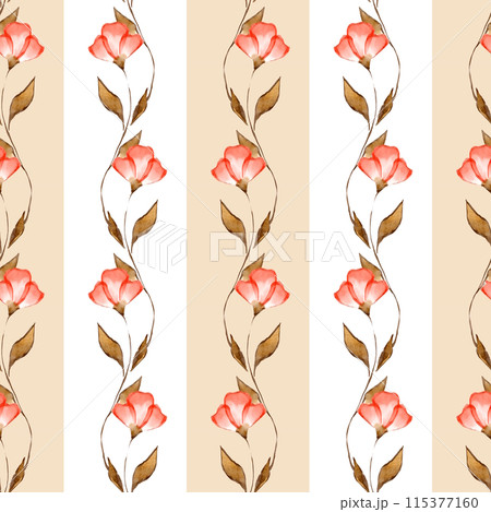 Pattern of watercolor flowers. Blue floral background. 115377160