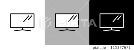 シンプルな線画のテレビのベクターアイコン シンプルな線画のテレビのベクターアイコン 115377671