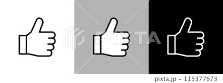 シンプルな線画のグッドサインのベクターアイコン 115377673