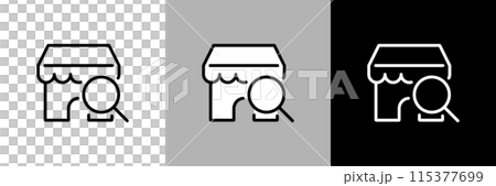 Simple line drawing store locator vector icon 115377699