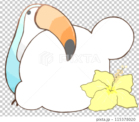 Toucan and hibiscus decorative frame (sky blue) Toucan and hibiscus decorative frame (sky blue) 115378020