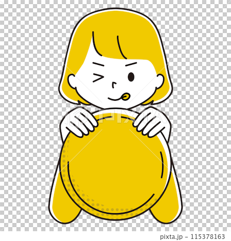 一個女人拿著硬幣眨眼的插圖 115378163
