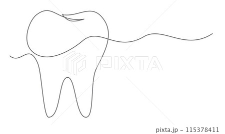 Tooth One line drawing on white background 115378411