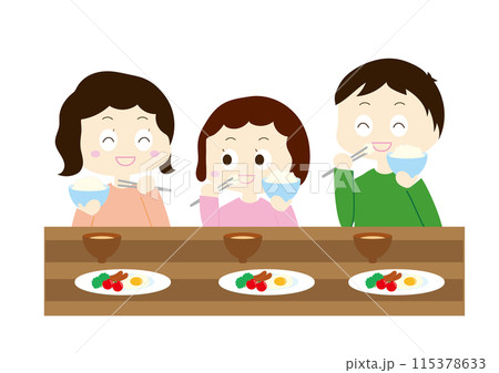 ご飯を食べる家族 115378633