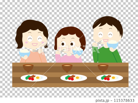 Family eating rice Family eating rice 115378633