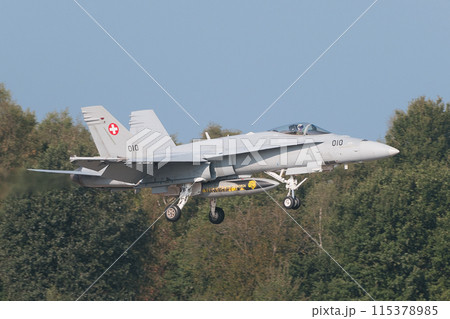 着陸するスイス空軍F/A-18Cホーネット 着陸するスイス空軍F/A-18Cホーネット 115378985