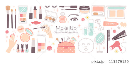 かわいいコスメ　化粧品のイラスト 115379129