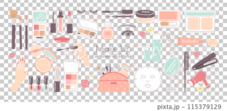 かわいいコスメ　化粧品のイラスト 115379129