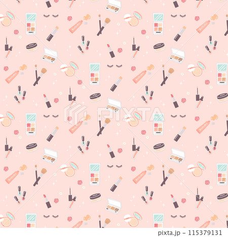 かわいいコスメ 化粧品のイラストのパターンイラスト かわいいコスメ 化粧品のイラストのパターンイラスト 115379131