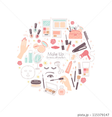 かわいいコスメ　化粧品のイラスト 115379147