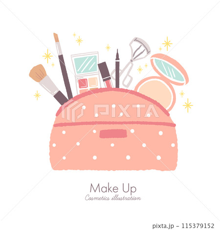 かわいいコスメ　化粧品ポーチのイラスト 115379152