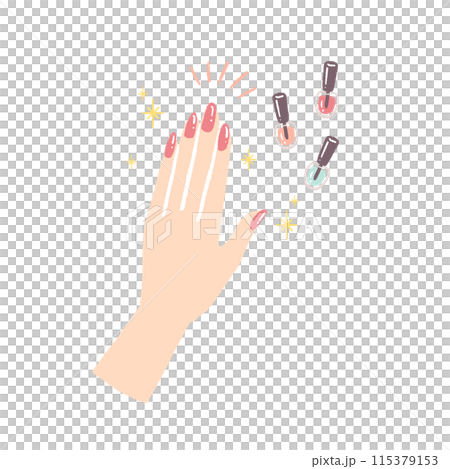 Illustration of a hand with nail manicure 115379153