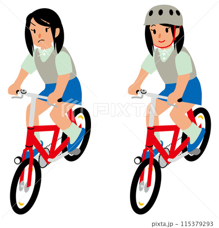 ヘルメットをかぶって自転車に乗るJK2 ヘルメットをかぶって自転車に乗るJK2 115379293