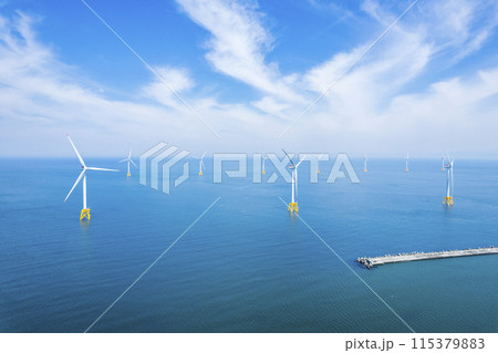 洋上風力発電(空撮) 洋上風力発電(空撮) 115379883