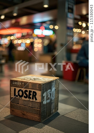 Unsuccessful message, text loser in bold font, portraying the concept of failure, disappointment, and defeat, conveying a negative sentiment or outcome in a concise and impactful manner. 115380043