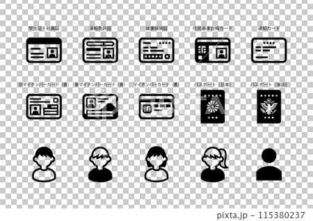 Identification card vector icon set Identification card vector icon set 115380237