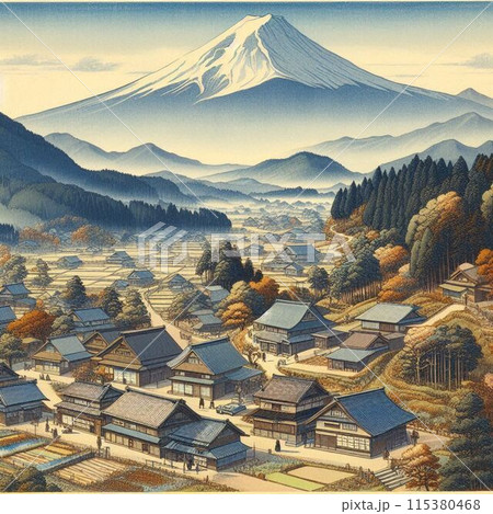 展望台から望む富士山のイラスト素材 [115380468] - PIXTA