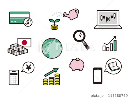 資産運用に関するアイコンセット 115380739