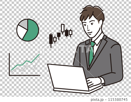 株取引をする男性 株取引をする男性 115380745