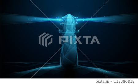Lighthouse. Low polygonal, wireframe, linear and mesh illustration Lighthouse. Low polygonal, wireframe, linear and mesh illustration 115380819