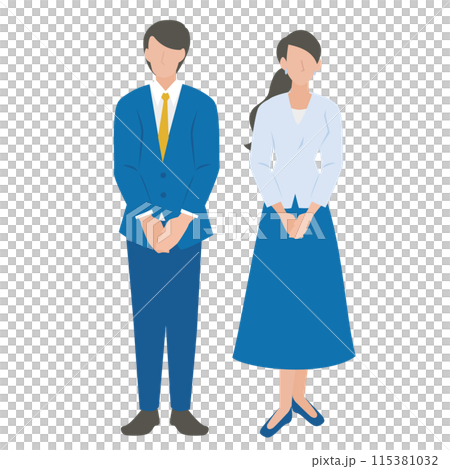 丁寧に挨拶をする男性と女性のビジネスパーソン 115381032