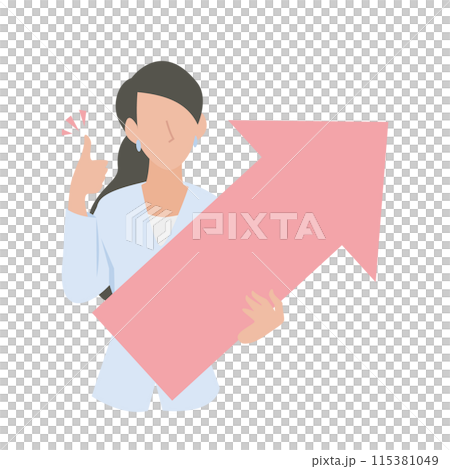 有向上箭頭的女性商務人士 115381049