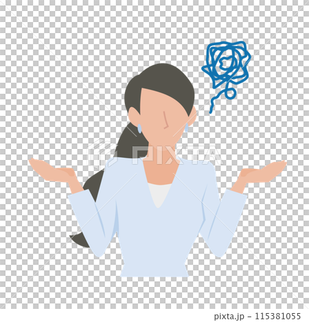 肩をすくめて困惑する女性のビジネスパーソンのイラスト素材 [115381055] - PIXTA