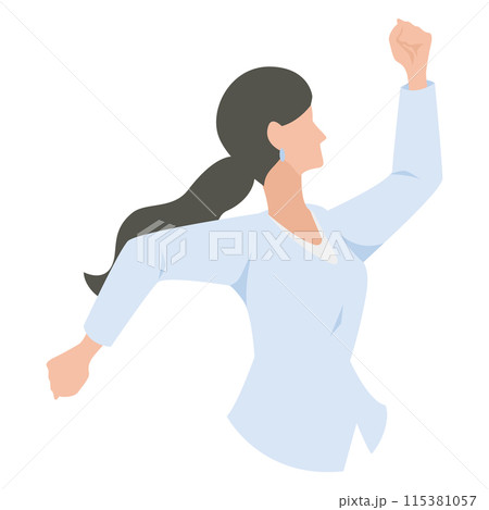 勢いよくジャンプをする女性のビジネスパーソン 勢いよくジャンプをする女性のビジネスパーソン 115381057