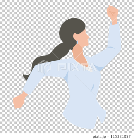 勢いよくジャンプをする女性のビジネスパーソン 勢いよくジャンプをする女性のビジネスパーソン 115381057