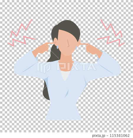 一位女商人摀住耳朵，聽著老闆的傷人話語。 115381062