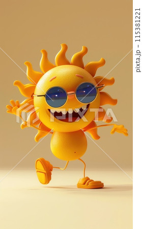 Onset of the arrival of abnormal strong heat, sun is overactive, cartoon style - capturing comedic charm of a funny sun character as it brings on an intense heatwave in a lively cartoon rendition. Onset of the arrival of abnormal strong heat, sun is overactive, cartoon style - capturing comedic charm of a funny sun character as it brings on an intense heatwave in a lively cartoon rendition. 115381221