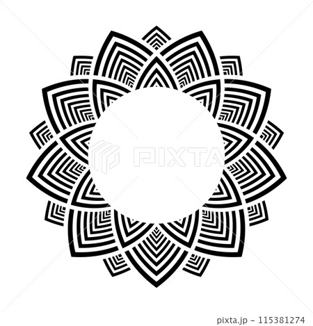 Geometric Radial Circle Pattern for Decorative Round Frame. 115381274