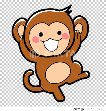 簡單可愛的猴子手繪動物插畫 115381308