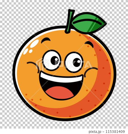 みかん オレンジ 顔 アイコン キャラクター 笑顔のイラスト素材