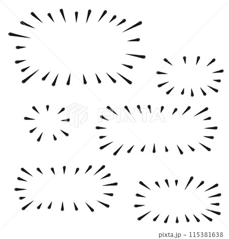 いろいろな大きさの集中線のフキダシ（黒） 115381638