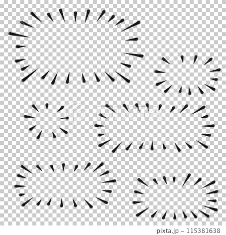 いろいろな大きさの集中線のフキダシ（黒） 115381638