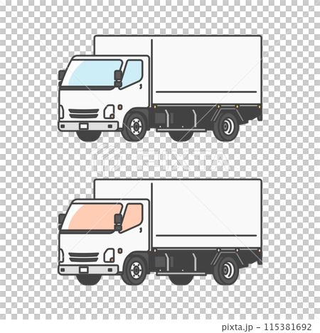物流系列：作業車、物流業、2噸卡車插畫（彩色&單色套裝） 115381692