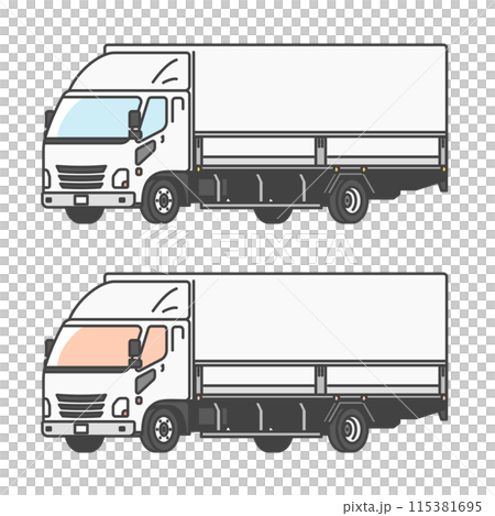 物流系列：作業車輛、物流業、4噸卡車插畫（彩色&單色套裝） 115381695